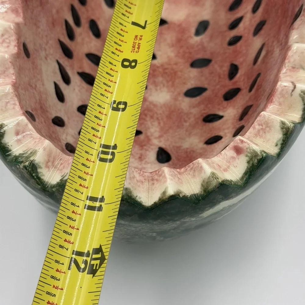 Watermelon Basket Ceramic Serving Bowl with Handle Fruit Bowl Vintage